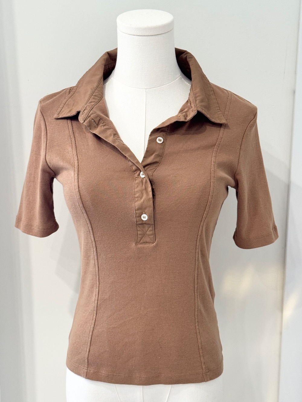 H&M Women’s Brown Polo-Style Short Sleeve Top / S